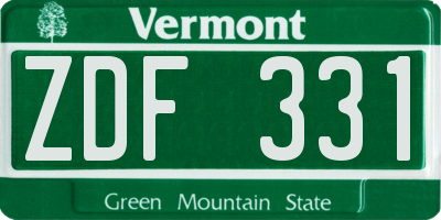 VT license plate ZDF331
