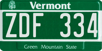 VT license plate ZDF334