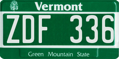 VT license plate ZDF336