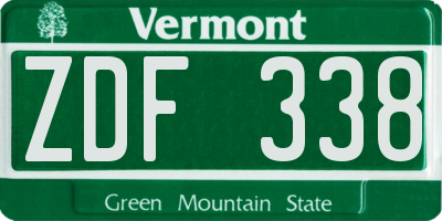 VT license plate ZDF338