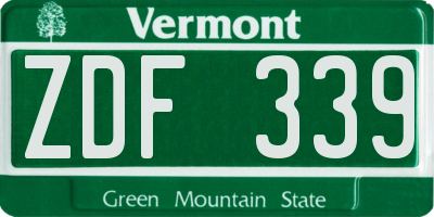 VT license plate ZDF339