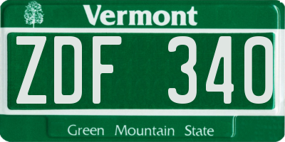 VT license plate ZDF340