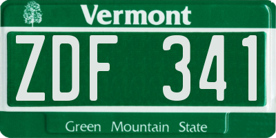 VT license plate ZDF341