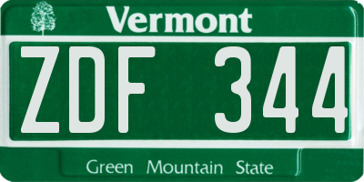 VT license plate ZDF344