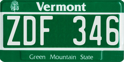 VT license plate ZDF346
