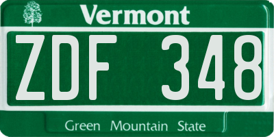 VT license plate ZDF348