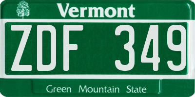 VT license plate ZDF349
