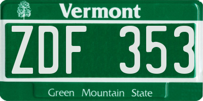 VT license plate ZDF353