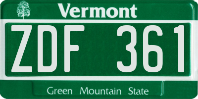 VT license plate ZDF361