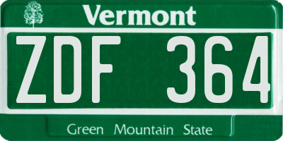 VT license plate ZDF364