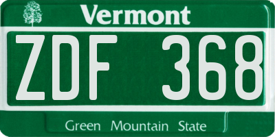 VT license plate ZDF368