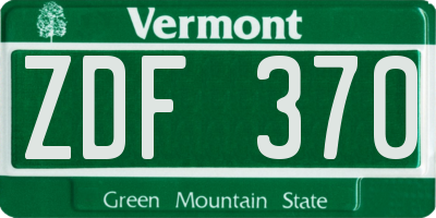 VT license plate ZDF370