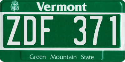 VT license plate ZDF371