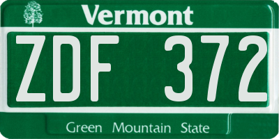 VT license plate ZDF372