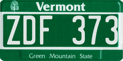 VT license plate ZDF373