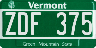 VT license plate ZDF375