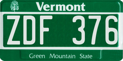 VT license plate ZDF376