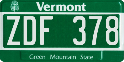 VT license plate ZDF378