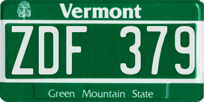 VT license plate ZDF379