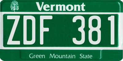 VT license plate ZDF381