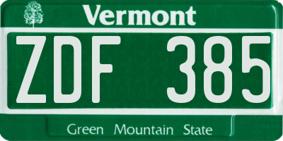 VT license plate ZDF385