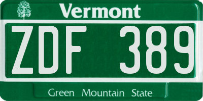 VT license plate ZDF389