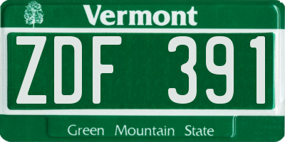 VT license plate ZDF391