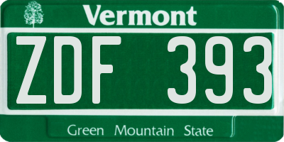 VT license plate ZDF393