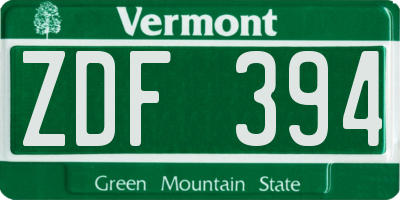 VT license plate ZDF394