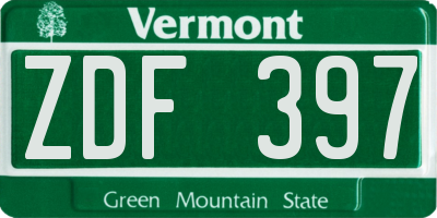 VT license plate ZDF397