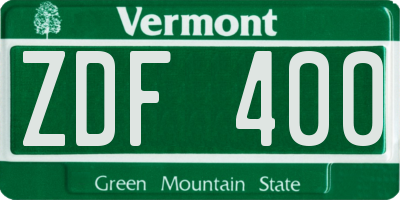 VT license plate ZDF400