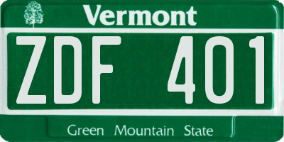 VT license plate ZDF401