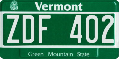 VT license plate ZDF402