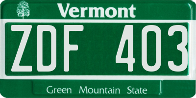 VT license plate ZDF403