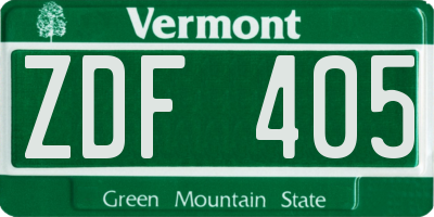 VT license plate ZDF405
