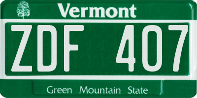 VT license plate ZDF407