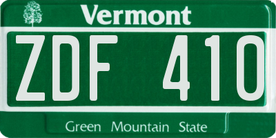 VT license plate ZDF410