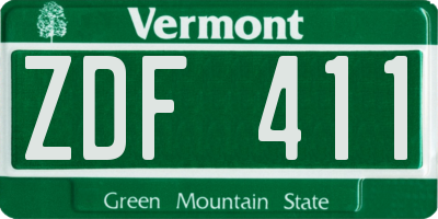 VT license plate ZDF411