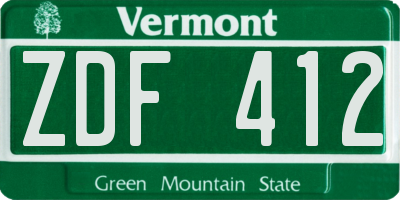 VT license plate ZDF412