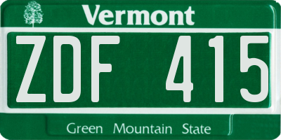 VT license plate ZDF415