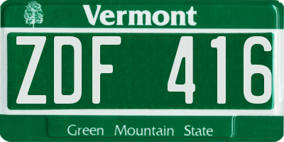 VT license plate ZDF416