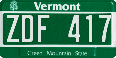 VT license plate ZDF417