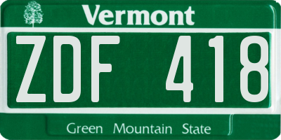 VT license plate ZDF418