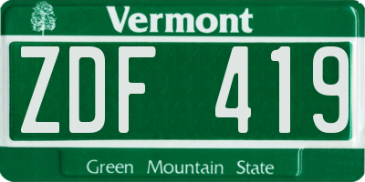 VT license plate ZDF419