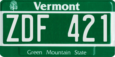 VT license plate ZDF421