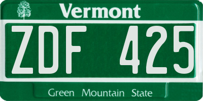VT license plate ZDF425