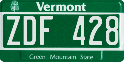 VT license plate ZDF428