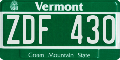 VT license plate ZDF430