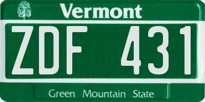 VT license plate ZDF431