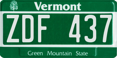 VT license plate ZDF437